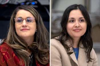 Community Organizer Imelda Padilla on the left and City Hall Staffer Marisa Alcaraz on the right during March debate in Panorama City